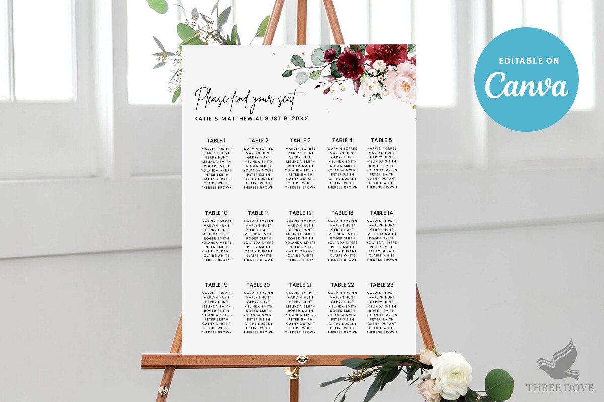 Floral Wedding Seating Chart Template