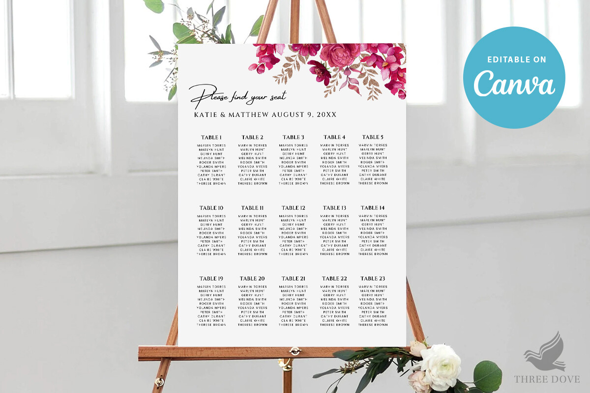 Floral Wedding Seating Chart Template