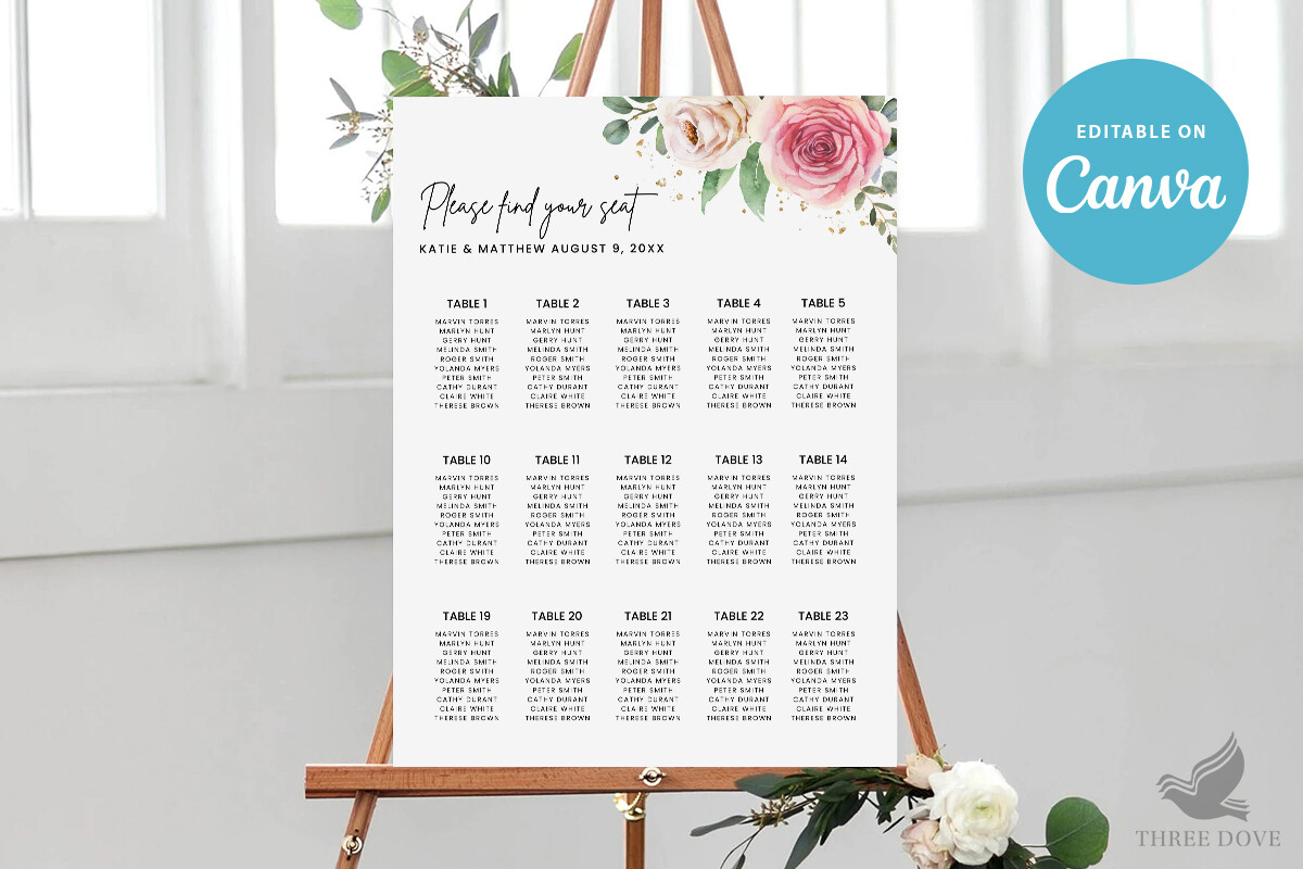 Floral Wedding Seating Chart Template