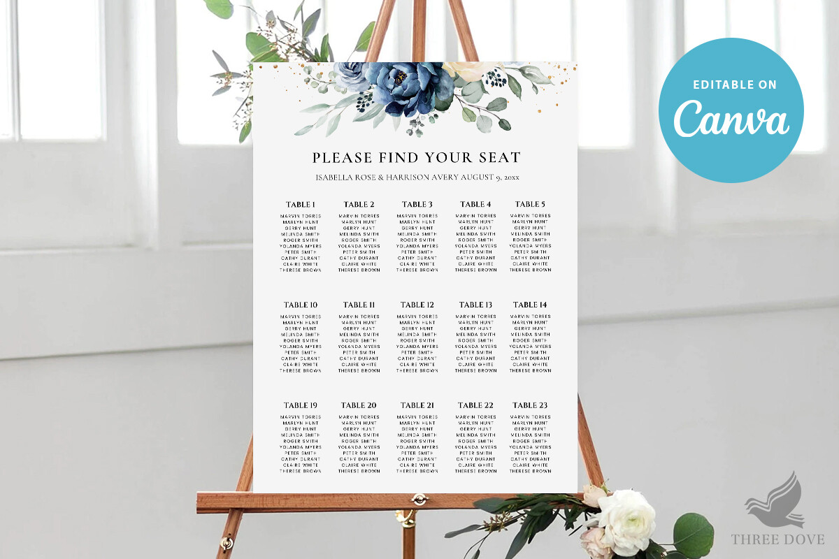 Floral Wedding Seating Chart Template