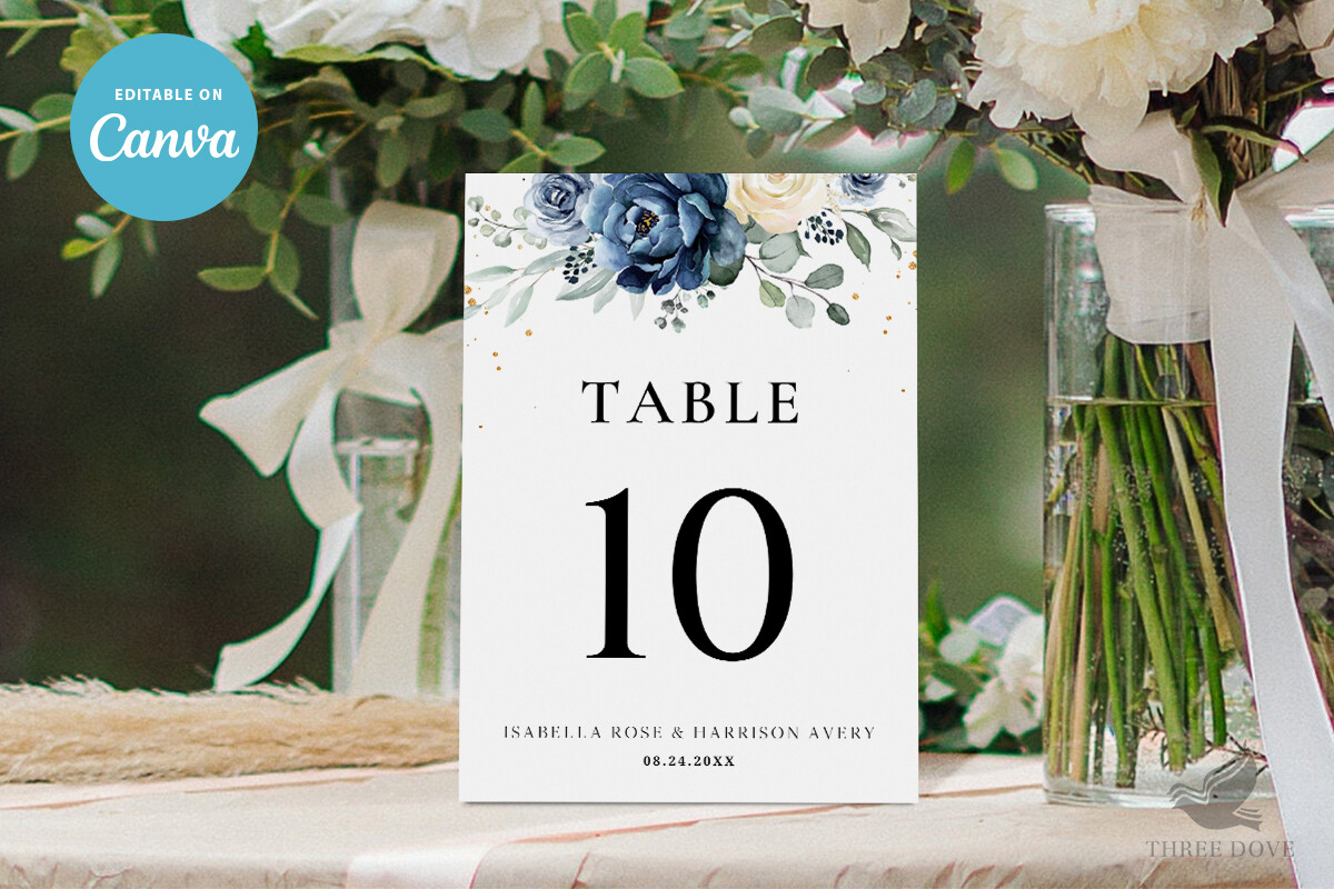 Floral Wedding Table Numbers Template