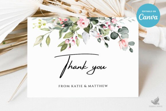 Floral Wedding Thank You Card Template