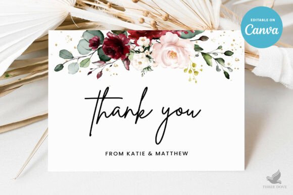 Floral Wedding Thank You Card Template
