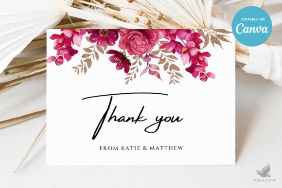 Floral Wedding Thank You Card Template