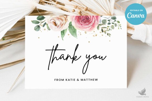 Floral Wedding Thank You Card Template