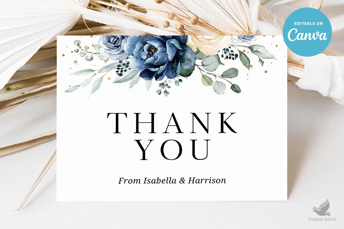 Floral Wedding Thank You Card Template