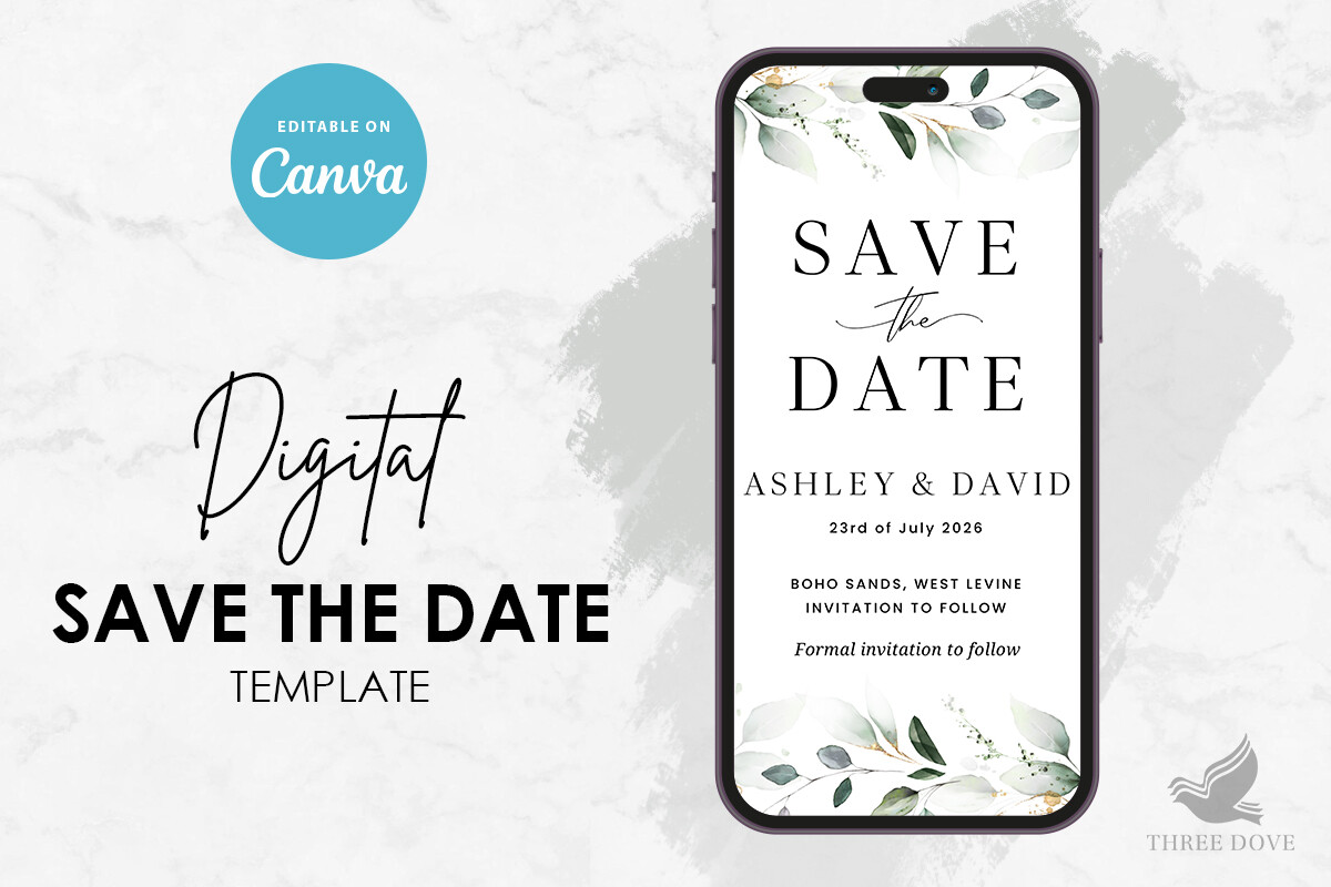 Greenery Digital Save the Date Template