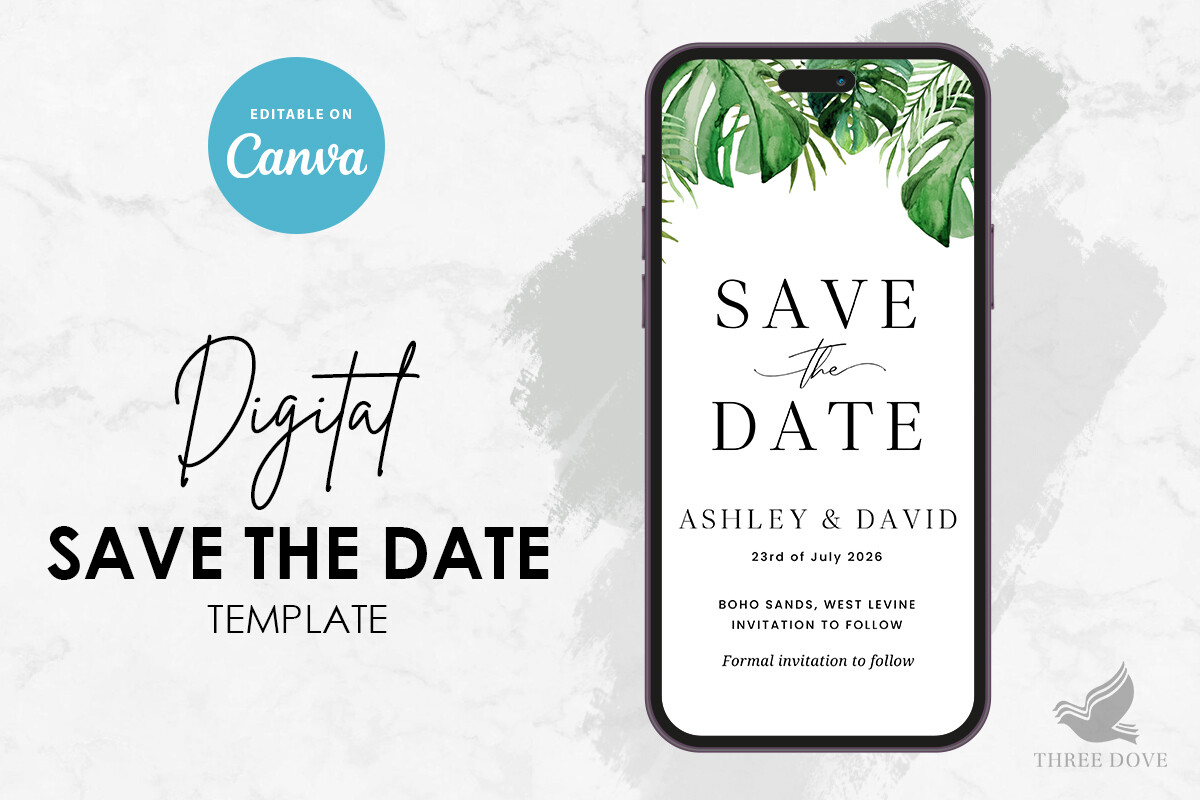 Greenery Digital Save the Date Template