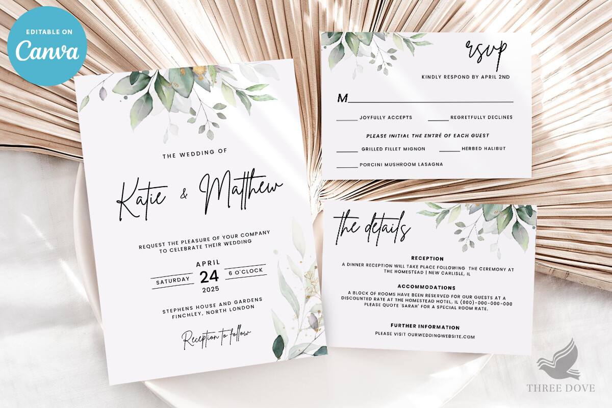 Greenery Wedding Invitation Bundle