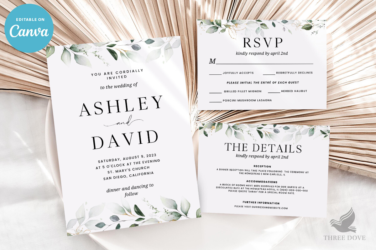 Greenery Wedding Invitation Bundle