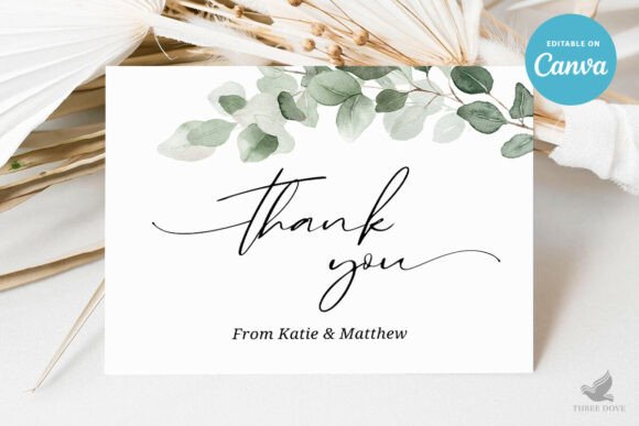 Greenery Wedding Thank You Card Template