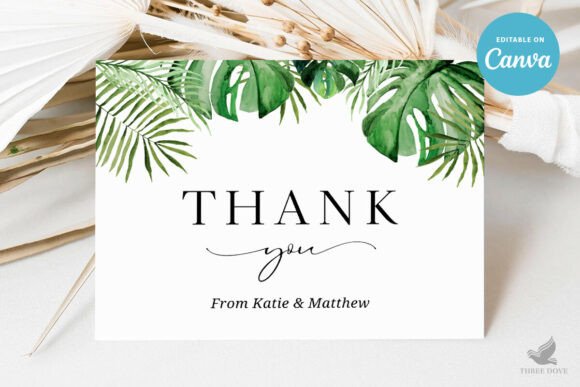 Greenery Wedding Thank You Card Template