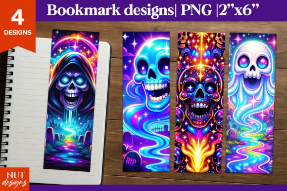 Halloween Bookmark with Creepy Skull