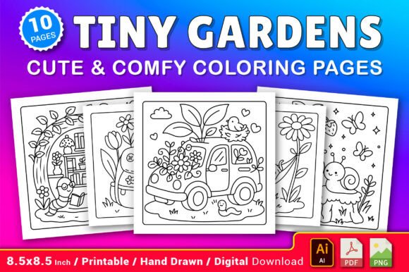 Tiny Gardens Cute & Comfy Coloring Pages