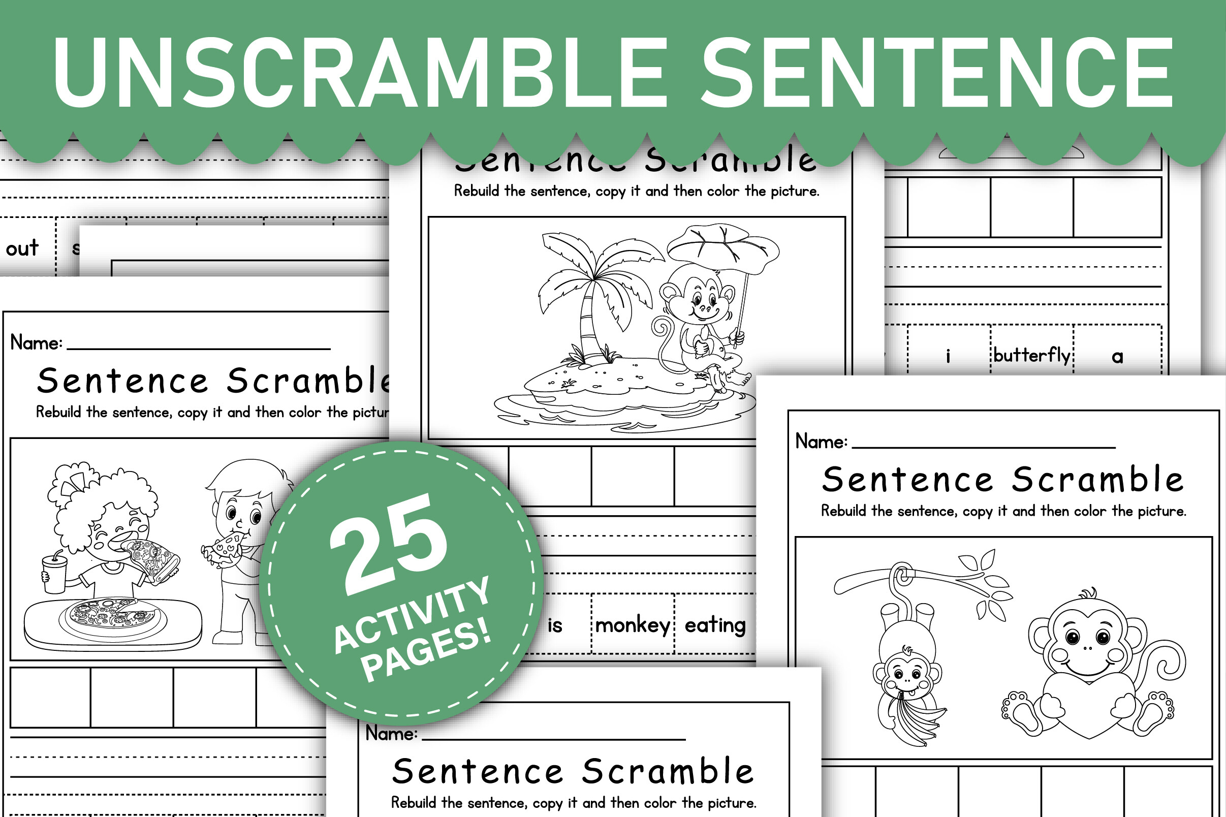 Unscramble Sentence Writing Worksheets