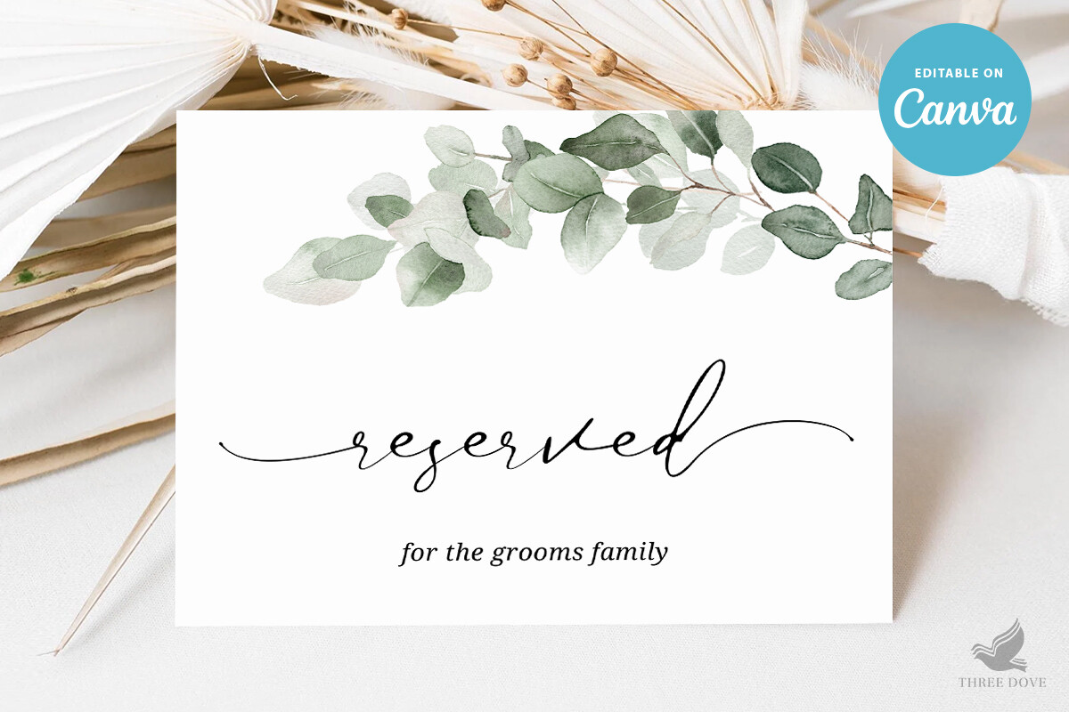 Wedding Reserved Seat Sign Template