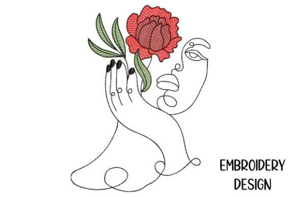 Woman Face with Flower – One Line