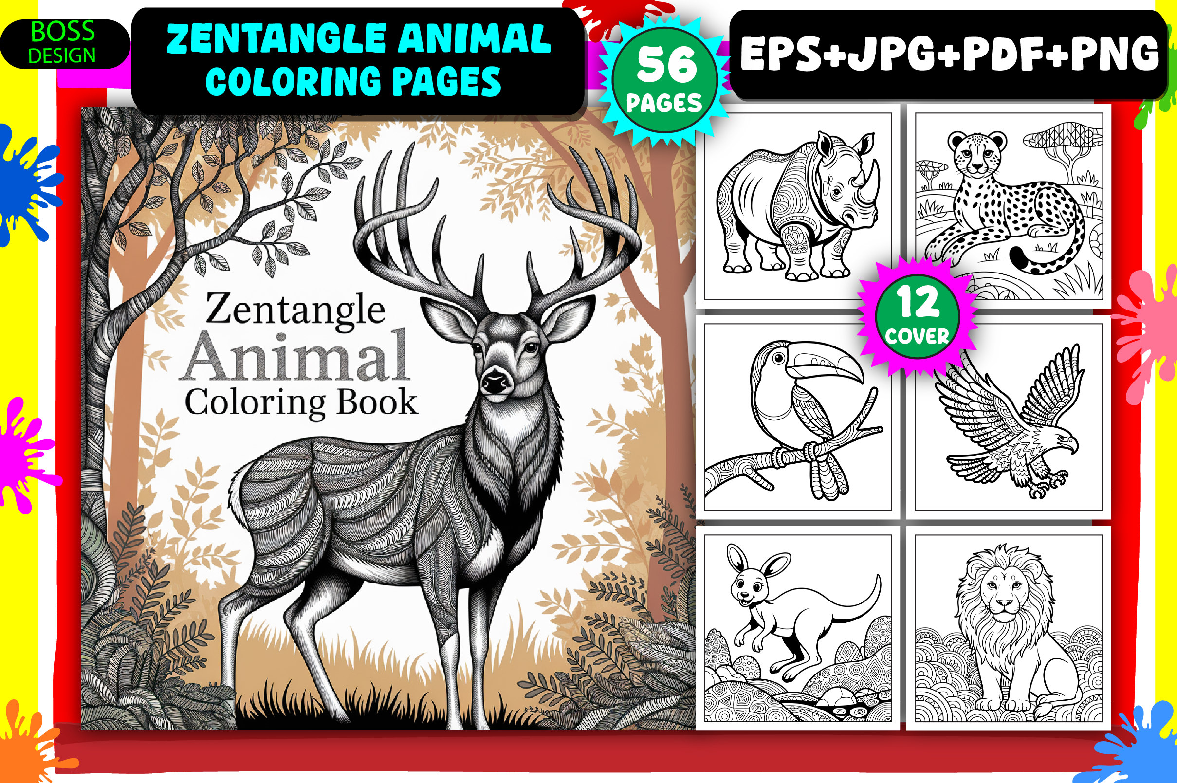 Zentangle Animal Coloring Pages Adults