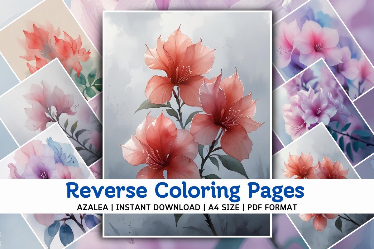 Azalea Flower Reverse Coloring Pages