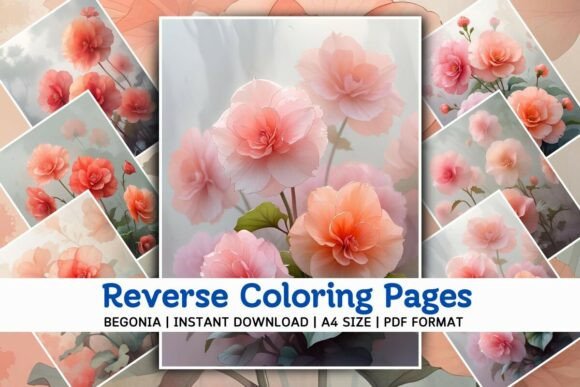 Begonia Flowers Reverse Coloring Pages