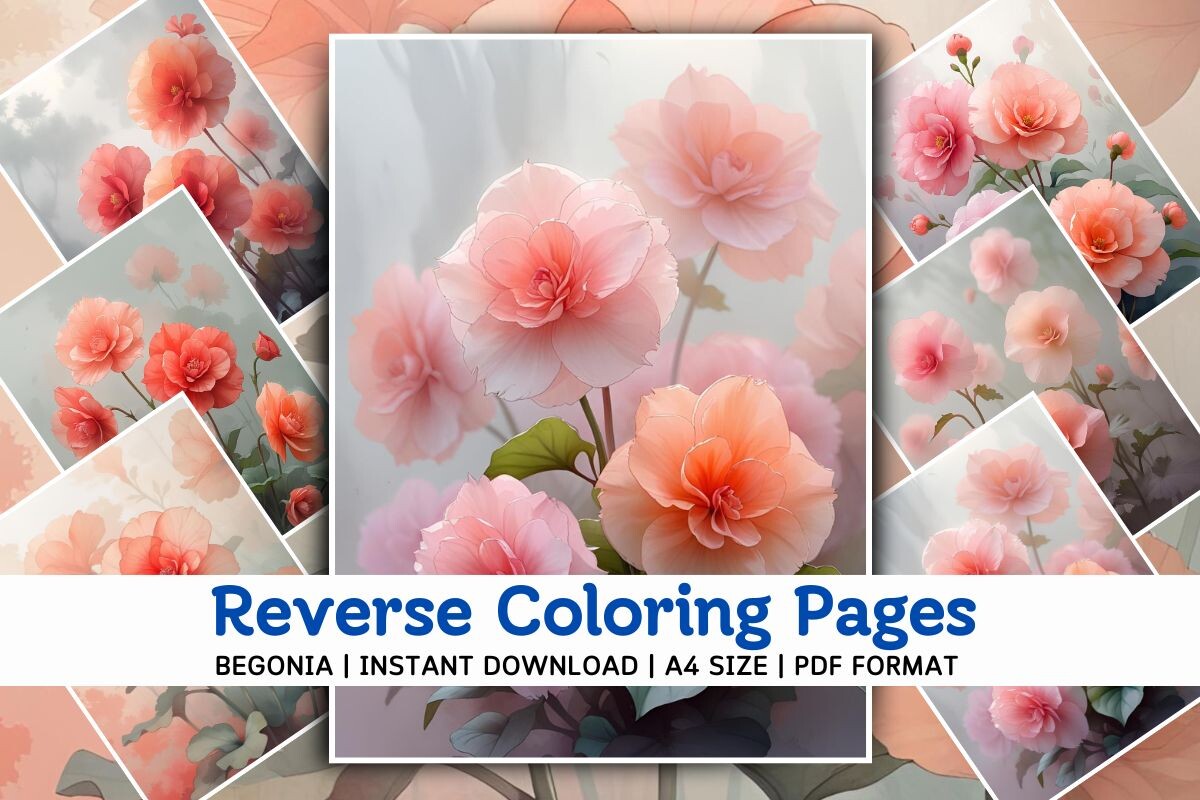 Begonia Flowers Reverse Coloring Pages