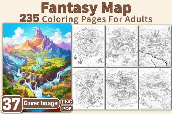 Fantasy Map Coloring Pages for Adults