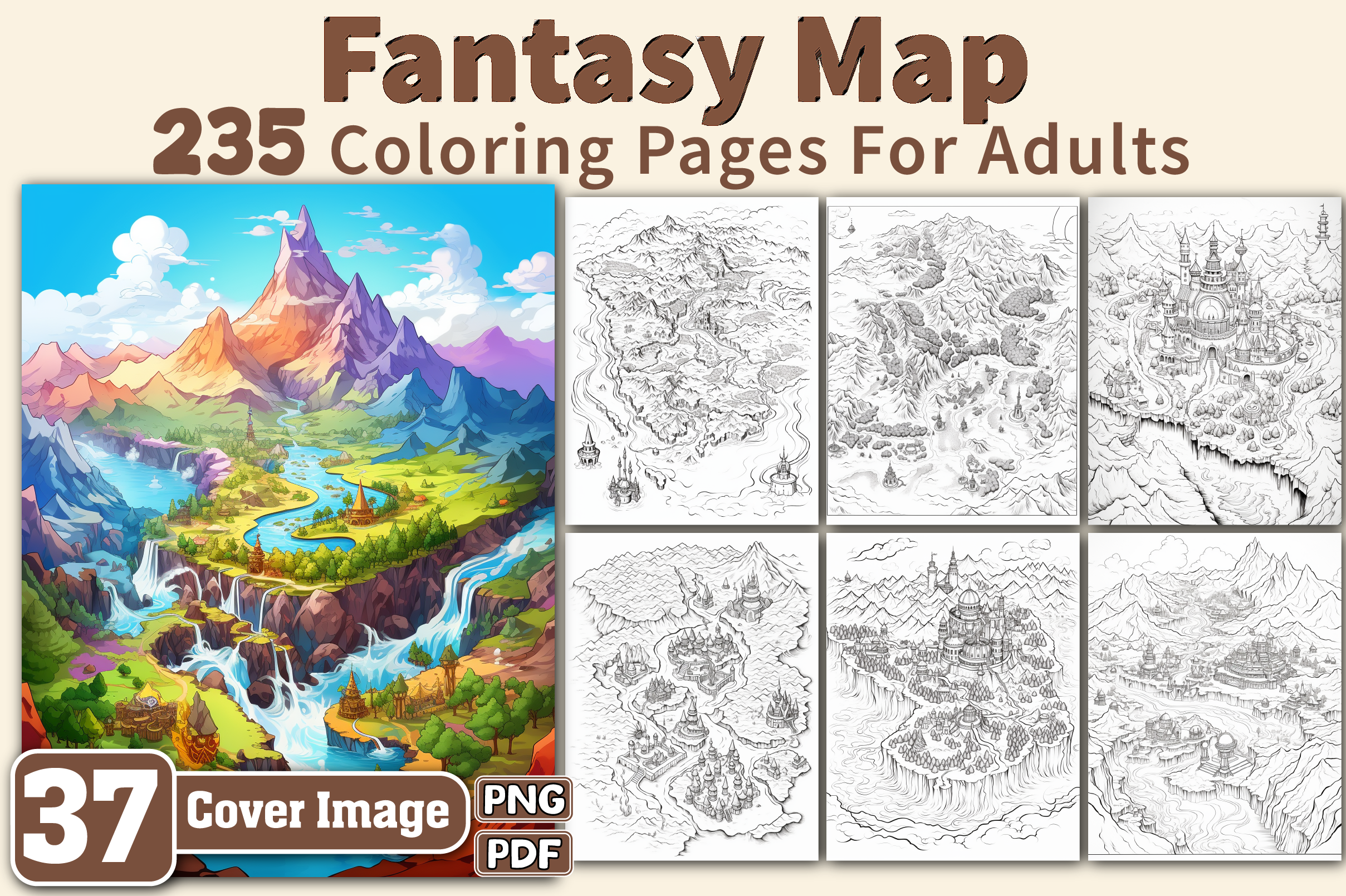 Fantasy Map Coloring Pages for Adults