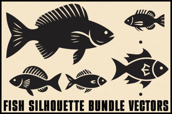 Fish Silhouette Vector Clipart Pack Graphics