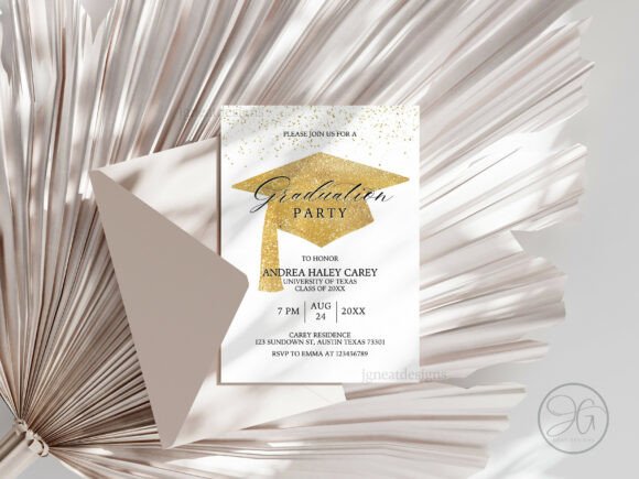 Gold Glitter Graduation Invitation