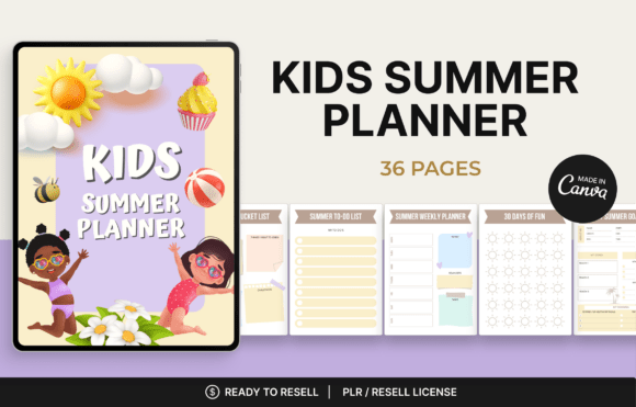 Kids Summer Planner, Canva Template