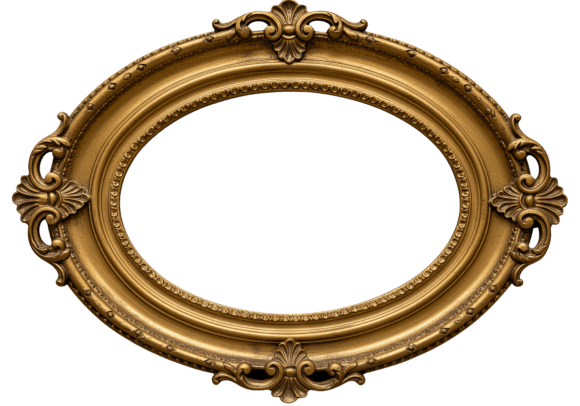 Ornate Golden Oval Frame on PNG