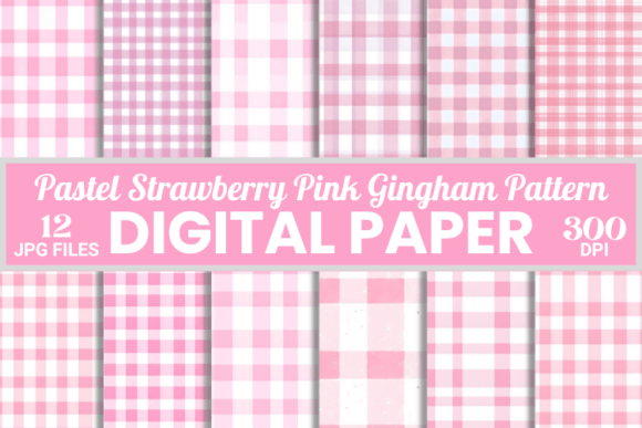 Pastel Strawberry Pink Gingham Pattern