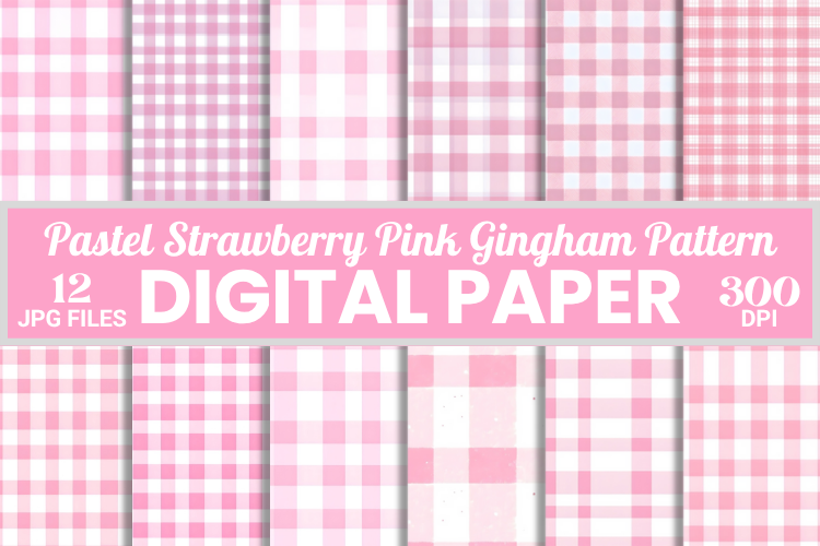 Pastel Strawberry Pink Gingham Pattern