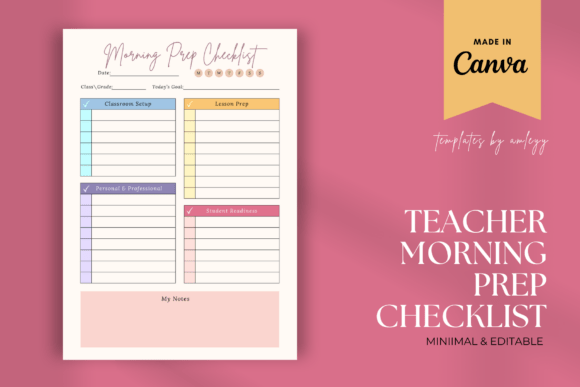 Pastel Teacher Morning Prep Checklist