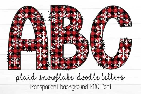 Plaid Snowflake Doodle Letter Alphabet