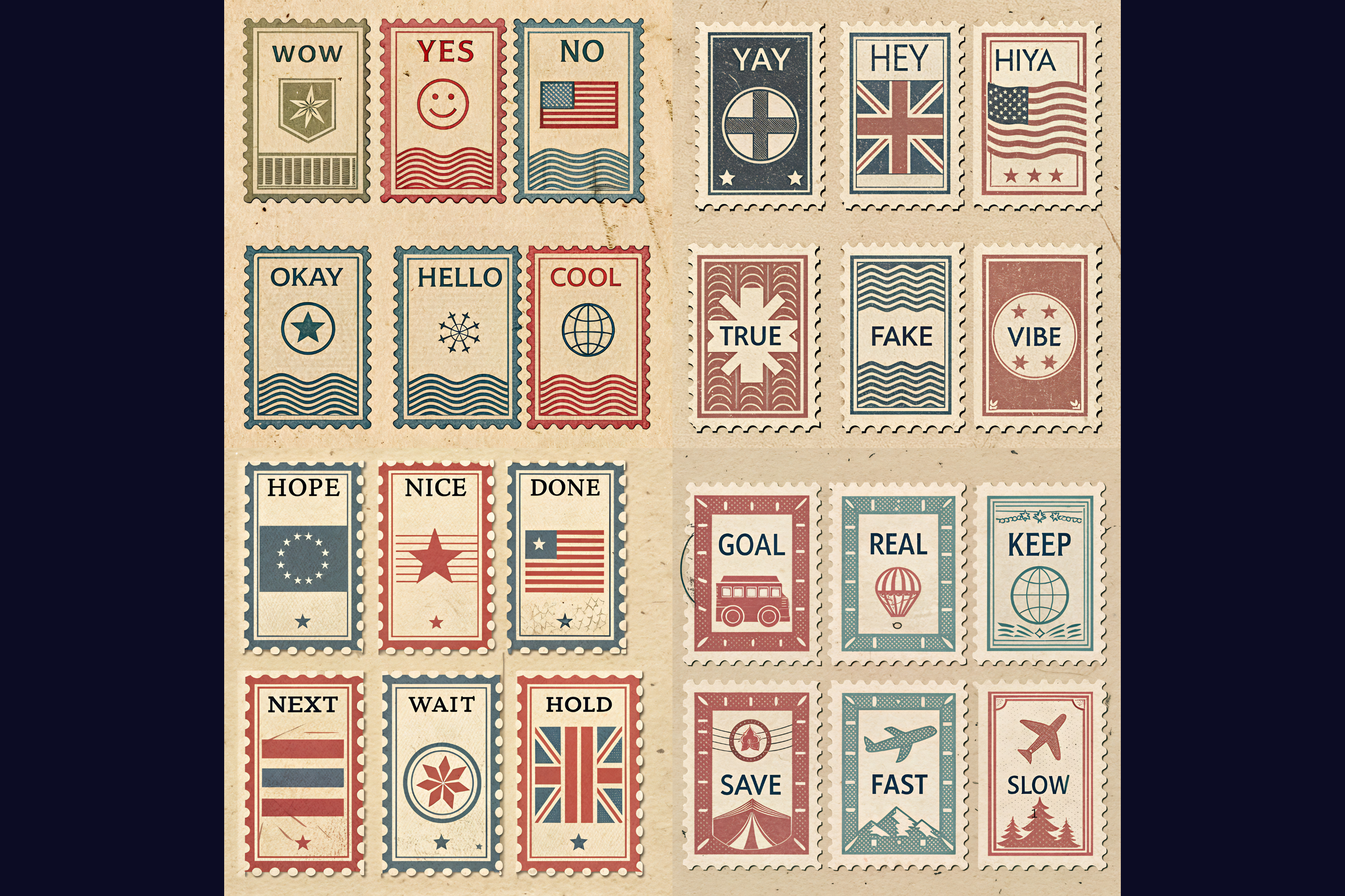 Vintage Text Stamp Collage Sheets Graphic by ShadowHero · Creative Fabrica