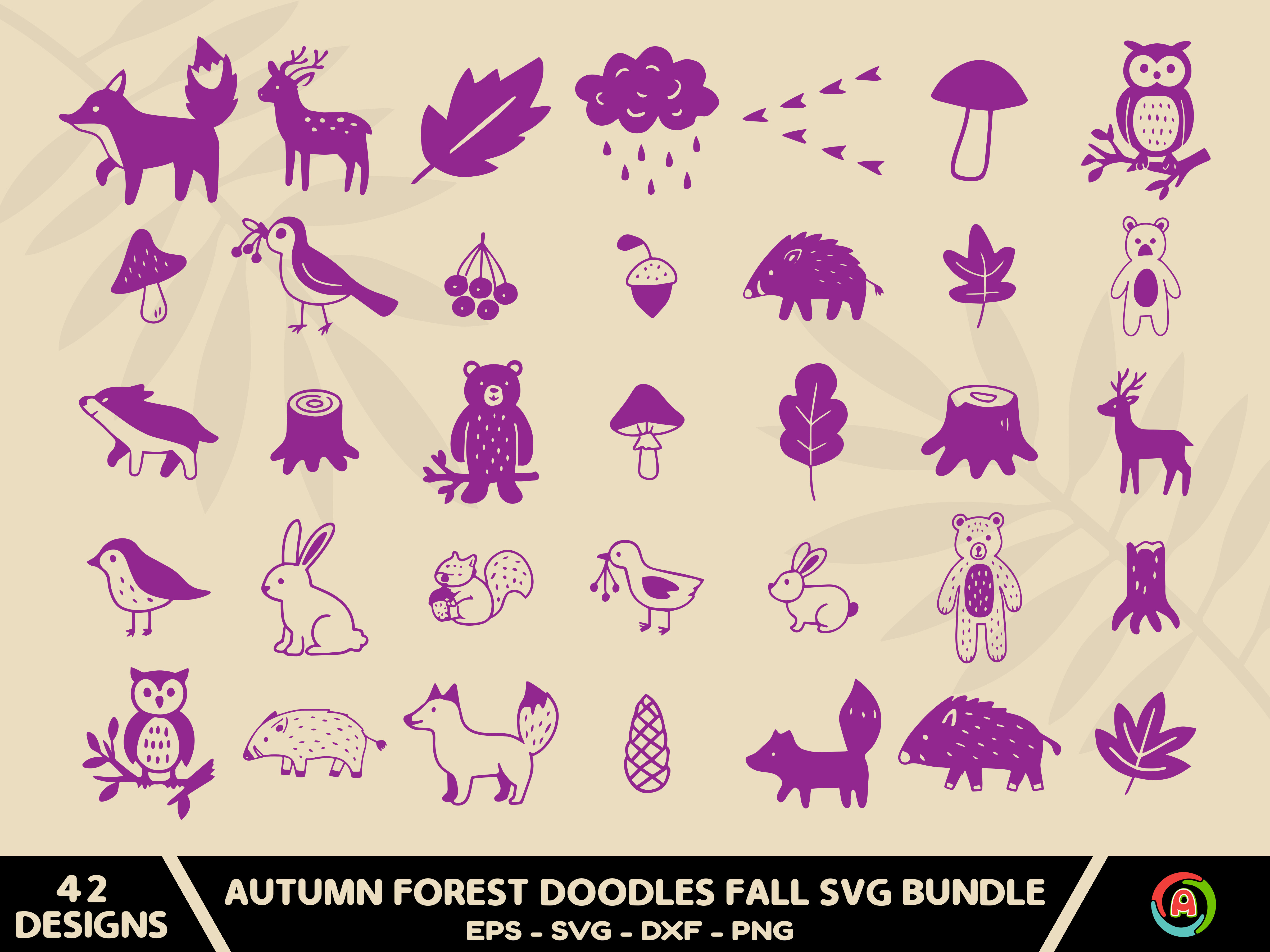 Autumn Forest Doodles Fall Svg Bundle Graphic by aurnobnandy · Creative ...