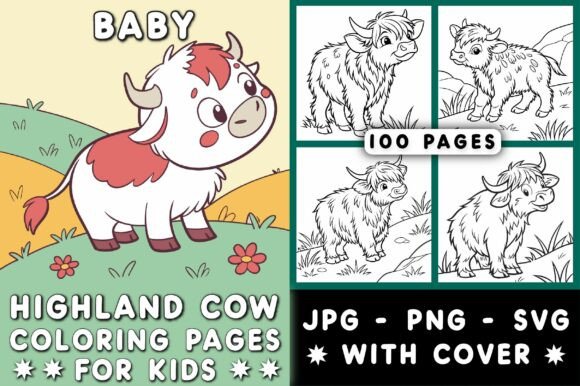 Baby Highland Cow Coloring Pages