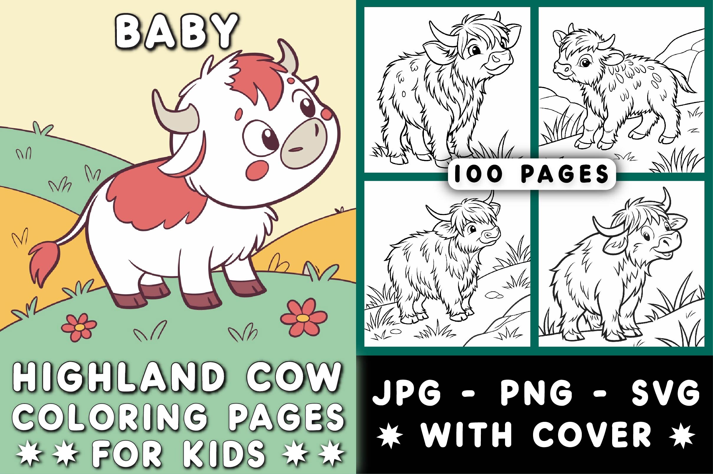 Baby Highland Cow Coloring Pages