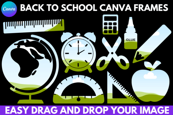 Back to School Canva Frame Bundle with editable school frames