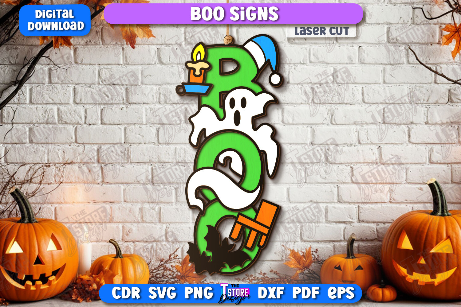 Boo Sign Laser Cut | Seasonal Home Décor Graphic by The T Store Design ...