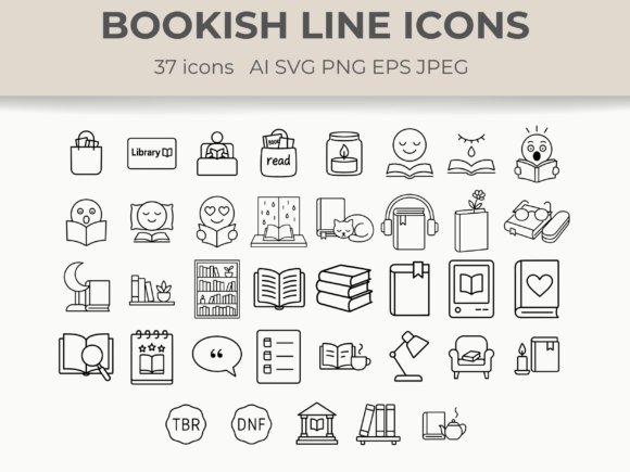Book Reading Vector Line Art Set Svg Graphics