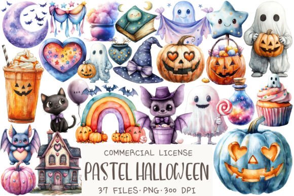 Cute Pastel Halloween Clipart Graphic by RevolutionCraft · Creative Fabrica