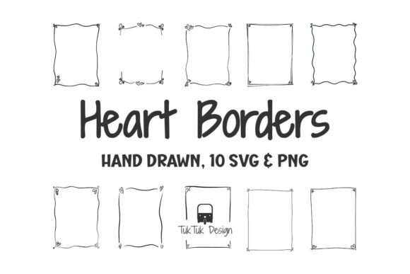 Heart Frame Border Abstract Hand Drawn Graphic Illustrations By TukTuk Design