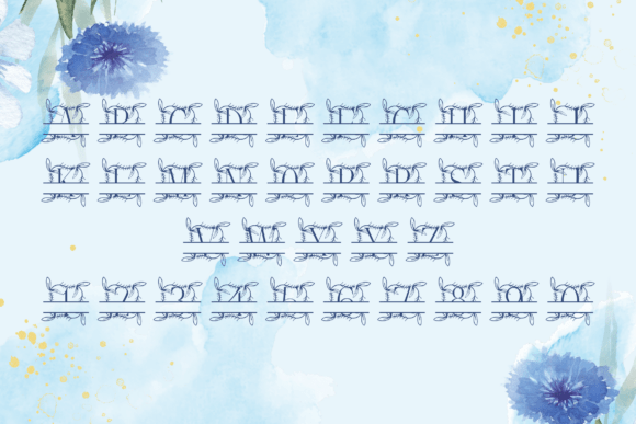 Ivy Whisper Split Monogram Font PNG with transparent background - Preview 3
