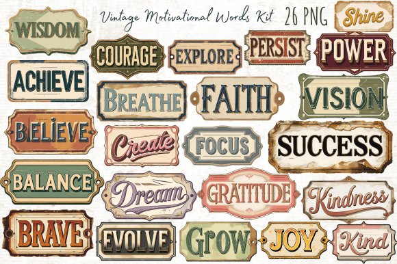 Junk Journal Vintage Motivational Words