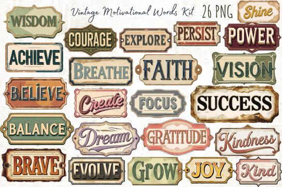 Junk Journal Vintage Motivational Words
