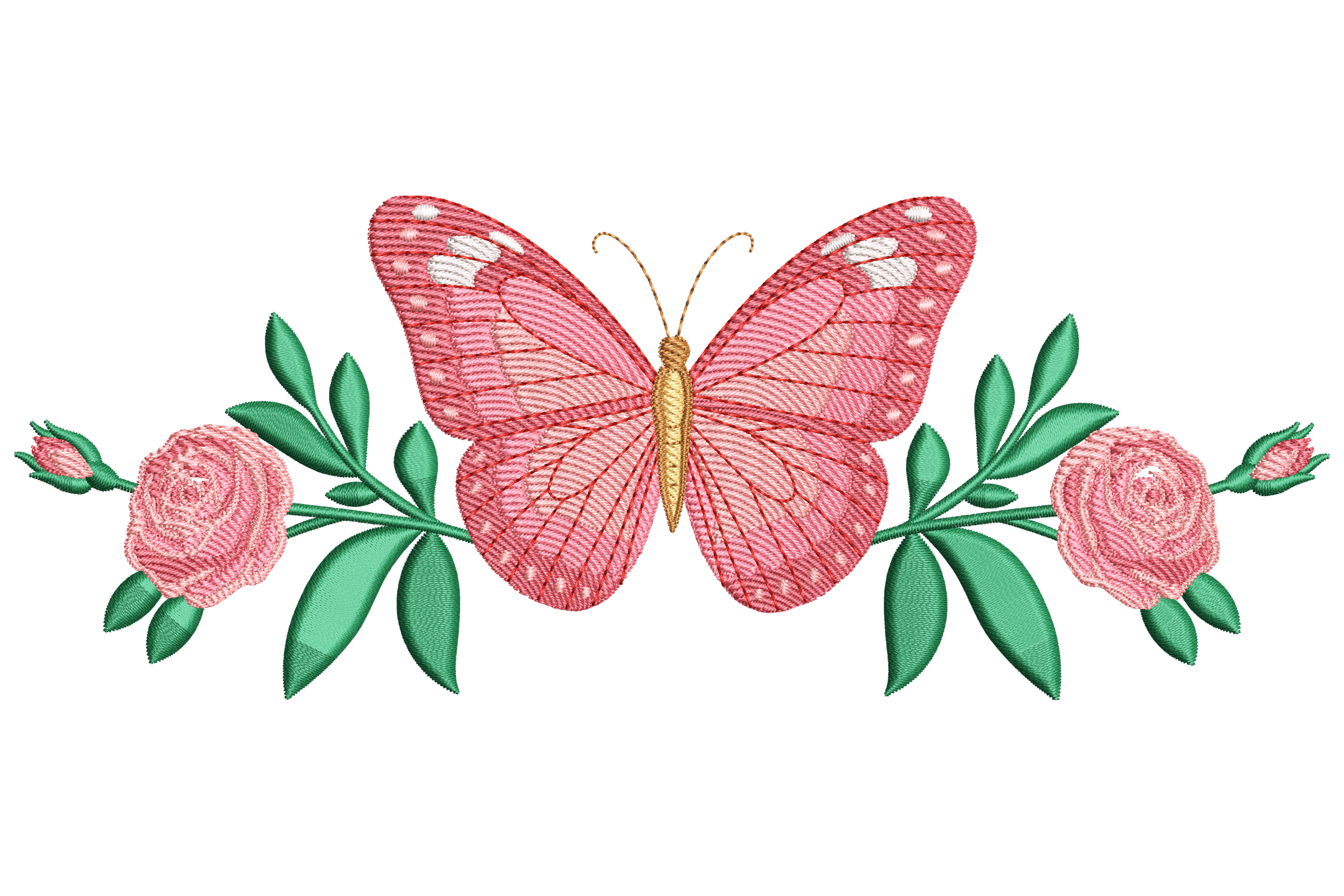 Pink Butterfly with Roses