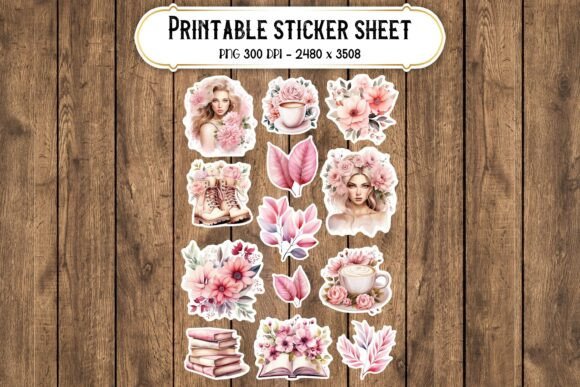 Printable Pink Stickers - Sticker Sheet Graphic by DreanArtDesign ...