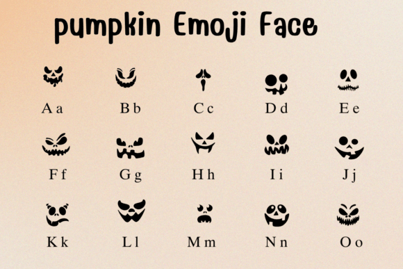 Pumpkin Emoji Face Font PNG with transparent background - Preview 1